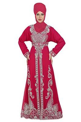 Red Georgette Embroidered Zari Work Islamic Kaftans 1