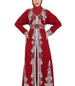 Red Georgette Embroidered Zari Work Islamic Kaftans