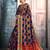 Navy blue woven banarasi cotton saree with blouse