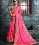 Baby pink embroidered georgette saree with blouse