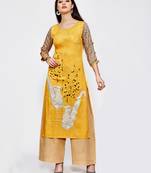 Mustard printed rayon kurti