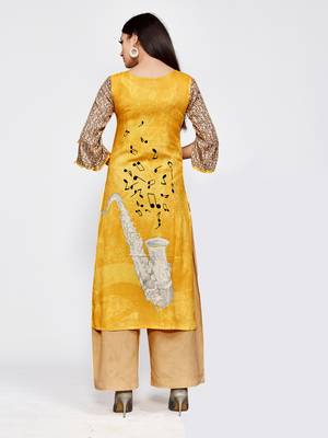 Mustard printed rayon kurti 2