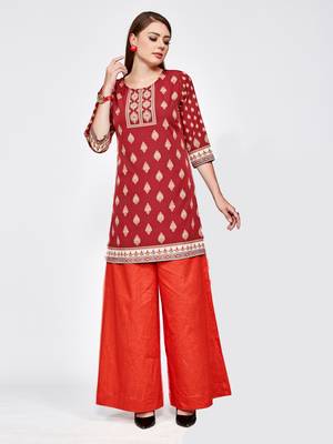 Brown printed crepe short kurti 1