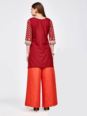 Brown printed crepe short kurti 2