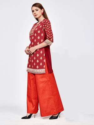 Brown printed crepe short kurti 3