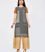 Grey printed crepe kurti
