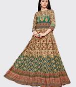 Green printed crepe kurti