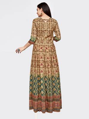 Green printed crepe kurti 2
