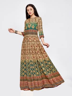 Green printed crepe kurti 3