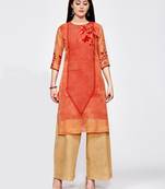 Orange printed georgette kurti