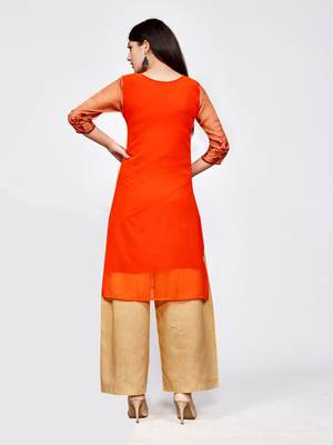Orange printed georgette kurti 2