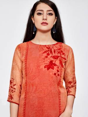 Orange printed georgette kurti 4