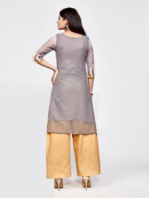 Sky-blue printed georgette kurti 2