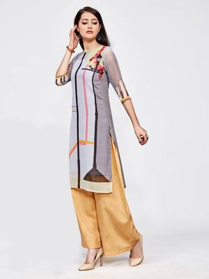 Sky-blue printed georgette kurti 3