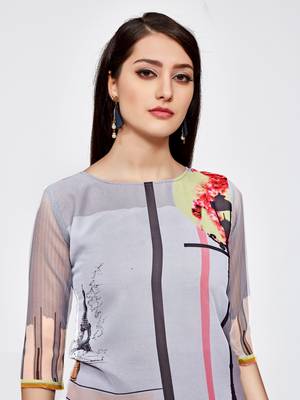 Sky-blue printed georgette kurti 4
