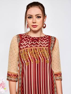 Multicolor printed georgette kurti 4