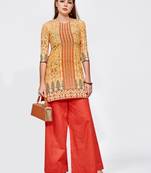 Orange printed crepe short kurti
