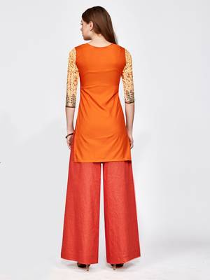 Orange printed crepe short kurti 2