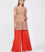 Brown printed crepe short kurti