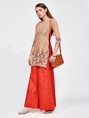 Brown printed crepe short kurti 3