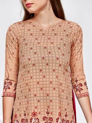 Brown printed crepe short kurti 4