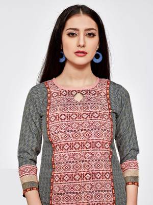 Multicolor printed crepe short kurti 4