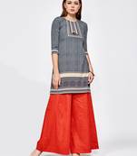 Grey printed crepe short kurti