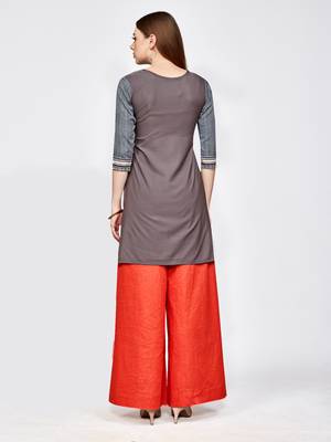 Grey printed crepe short kurti 2