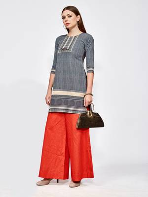 Grey printed crepe short kurti 3