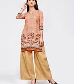 Peach printed crepe short kurti