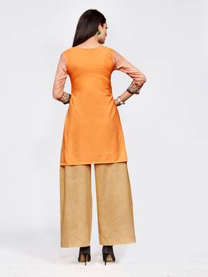 Peach printed crepe short kurti 2
