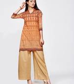 Orange printed crepe short kurti