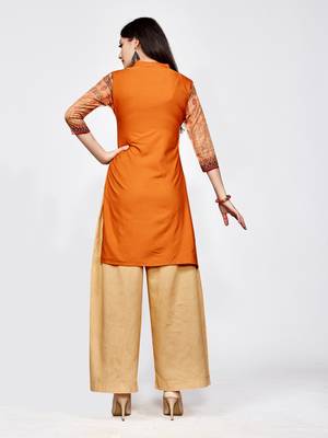 Orange printed crepe short kurti 2