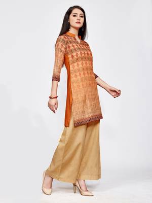Orange printed crepe short kurti 3