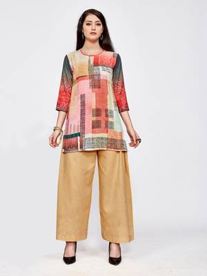 Multicolor printed rayon short kurti 1