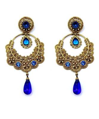 Sapphire Gold Bali Dangler Earrings 1