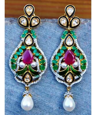 Multigemstone Kundan Dangler Earrings 1