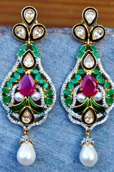 Multigemstone Kundan Dangler Earrings