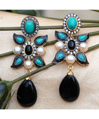Onyx Turquoise Dangler Earrings 1