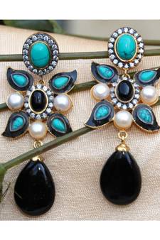 Onyx Turquoise Dangler Earrings