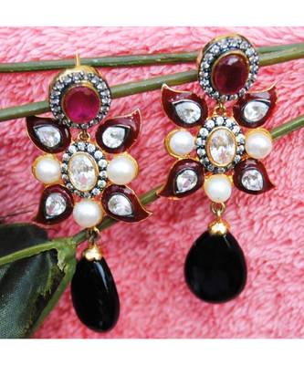 Onyx Ruby Dangler Earrings 1