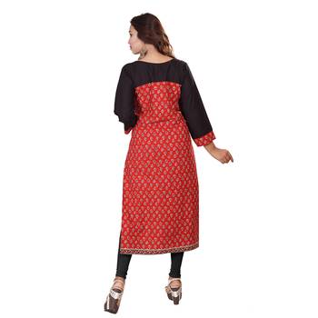 Red printed cotton kurti 2