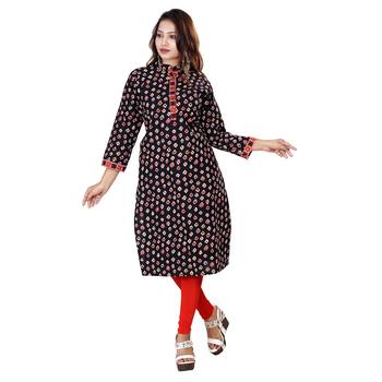 Black printed cotton kurti 1