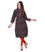 Black printed cotton kurti