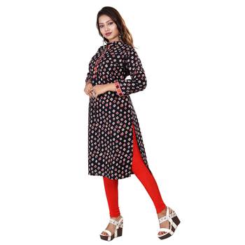 Black printed cotton kurti 3