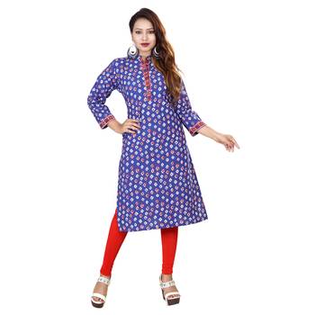 Blue printed cotton kurti 1
