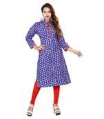 Blue printed cotton kurti