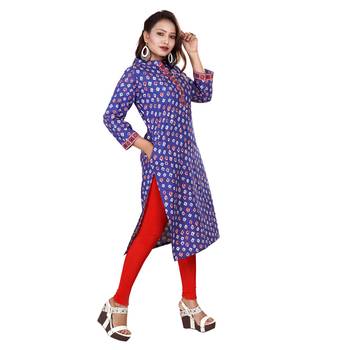 Blue printed cotton kurti 3