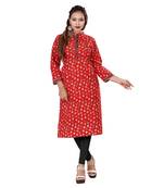 Red printed cotton kurti