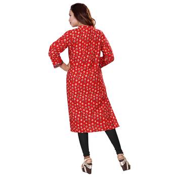 Red printed cotton kurti 2